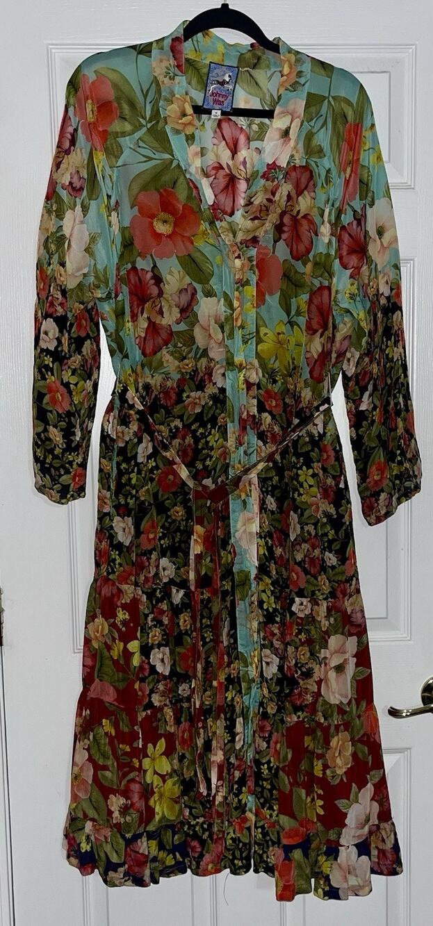 Johnny Was Burke Floral Kimono Maxi Dress Tiered Women’s Plus 1X